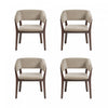 Blake Modern Faux Mohair Wood Armchair in Natural - Set of 4 Dining Chair