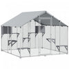 Pawhut 94.5" Extra Large Catio Outdoor Cat Enclosure, Walk In Cat Cage With Waterproof Cover, 2 Resting Boxes, 7 Platforms, Metal Chicken Run Hen House Rabbit Hutch For Outside