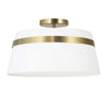 Dainolite Symphony 3 Light Semi-flush Mount Aged Brass White Shade Lamp