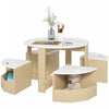 Qaba Kids Table And Chairs Set, 5 Piece Toddler Table And Chairs Set With Storage For Art, Craft, Drawing, Playroom, Classroom, Nursery, White