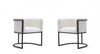 Cosmopolitan Mid-Century Modern Vegan Leather Metal Dining Chair in Ivory - Set of 2