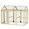 Pawhut Chicken Run, Wooden Large Chicken Coop with 3 Perches and 2 Doors, Outdoor Poultry Cage for Backyard, Farm, for 1-3 Poultry, Rabbits, Ducks, 55" x 35" x 42"