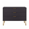Dumbo Modern 35\" Fluted Dresser in Black (3-Drawer)
