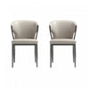 Kirsten Modern Metal Vegan Leather Dining Chair in Light Gray - Set of 2