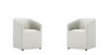 Anna Round Modern Vegan Leather Armchair in Stone Gray - Set of 2