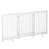 Pawhut Free Standing Pet Gate Indoor Wooden Dog Barrier Folding Safety Fence With Open Door Z Shape
