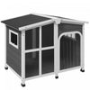 Pawhut Wooden Dog House Outdoor With Removable Bottom, Cabin Style Raised Pet Kennel, With Openable
