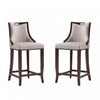 Emperor Traditional Wood Upholstered Barstool in Light Gray - Set of 2