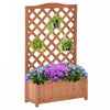 Outsunny 28\" X 11\" X 46\" Raised Garden Bed Wood Planter With Trellis For Vine Climbing, To Grow Vege