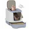 Pawhut Cat Litter Box With Lid, Enclosed Kitty Litter Pen With Scoop, Top Entry, Deodorization Bags,