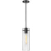 Dainolite Patia 1 Light Pendant Matte Black Clear Fluted Glass Lamp