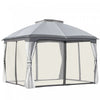 Outsunny 12' X 10' 2-tier Outdoor Gazebo Canopy Tent For Patio With Zippered Mesh Sidewalls, Solid S