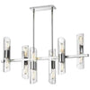 Dainolite Samantha 12 Light Horizontal Chandelier Polished Chrome Clear Fluted Glass Lamp