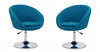 Hopper Modern Upholstered Swivel Lounge Chair in Blue - Set of 2 Accent Chair