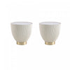 Anderson Modern Sintered Stone Top Upholstered End Table in Cream - Set of 2