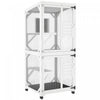 Pawhut 71" H Large Catio Outdoor Cat Enclosure, Wooden Kitten House For Patio, Elevated Design With Wheels, Resting Box, Water-resistant, Multi Platforms, For 1-3 Cats, White