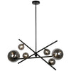Dainolite Pamela 6 Light Horizontal Chandelier Matte Black Smoked Glass Lamp