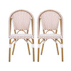 Julien Faux Ratten and Aluminum French Bistro Chairs, Set of 2 - White and Red