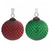 4\" Glass Diamond Ornament Red Green - Set of 4 Christmas Ornaments