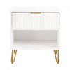 Dumbo Modern 20\" Fluted Nightstand in White (1-Drawer)