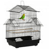 Pawhut 25" Bird Cage For Finches, Canaries, Budgies, Indoor Parrot Cage With Perch, Swing, Food Container, Slide-out Tray, Handle, Black