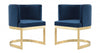 Aura Modern Velvet Metal Dining Chair in Royal Blue - Set of 2