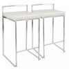 LumiSource Fuji White Faux Leather Contemporary Stackable Counter-Height Stool - Set of 2