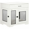 Pawhut 32in Dog Crate Furniture With Cushion, 2 Doors, Dog Kennel End Table With Storage, Indoor Dog