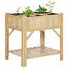 Outsunny 6 Pocket Raised Garden Bed, Elevated Wood Planter Box With Storage Shelf And Non-woven Fabr