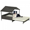 Pawhut Elevated Rattan Dog House Outdoor With Canopy, Extendable Wicker Dog Bed With Water-resistant
