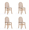 Paragon Industry Chic Cane Back Wood Upholstered Dining Chair in Oatmeal - Set of 4