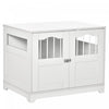Pawhut 29.5\" Wooden Dog Cage With Windows, End Table Furniture Style, Modern Pet Kennel With Lockabl