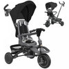 Qaba Toddler Tricycle, 6 In 1 Foldable Kids Trike With Adjustable Push Handle, Removable Canopy, Rotatable Seat, Safety Harness, Detachable Guardrail, For 1-5 Years Old, Black