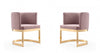 Aura Modern Velvet Metal Dining Chair in Blush - Set of 2