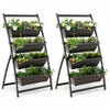 Costway 2pcs 4 Ft 4-tier Vertical Raised Garden Bed Elevated Planter W/4 Container Boxes