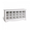 Eighteen Pair Shoe Storage Cubby Bench - White
