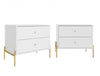 Jasper Modern 25\" Nightstand in White (2-Drawer) - Set of 2
