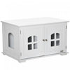 Pawhut Cat Litter Box Enclosure Hidden Cat Furniture Cabinet Indoor Cat Washroom Double-door Nightst
