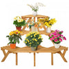 Outsunny Wooden Rustic 3-tier Raised Plant Stand With Slatted Shelves Indoor & Outdoor Display Rack