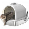 PawHut Stainless Steel Litter Box with Lid, Enclosed Cat Litter Box with Scoop, Deodorizer Bag, Handle, Odour Control, Non-Sticky and Easy to Clean, Grey