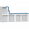HOMCOM 5-Cubby Bookcase with Cushioned Reading Nook, Blue