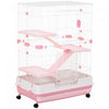 Pawhut 45\"h 4-level Small Animal Cage Rabbit Hutch With Universal Lockable Wheels, Slide-out Tray Fo