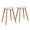 LumiSource Saddle White Faux Leather Mid-Century Modern Counter-Height Stool - Set of 2