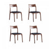 Moderno Modern Wood Vegan Leather Dining Chair in Black - Set of 4