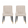 Eda Modern Wood Upholstered Dining Chair in Cream - Set of 2