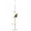 Pawhut Floor To Ceiling Cat Tree With Scratching Posts, 88.5"-100.5" Adjustable Height Cat Tower With Cloud Shaped Platforms, Dangling Balls, White