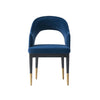 Carrington Modern Glam Upholstered Velvet Armchair in Midnight Blue