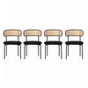 Mason Rattan Dining Chairs with Metal Legs and Velvet Cushion Set of 4,Black