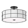 Dainolite Alcala 3 Light Semi-flush Mount Matte Black Finish White Shade Lamp