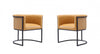 Cosmopolitan Mid-Century Modern Vegan Leather Metal Dining Chair in Camel - Set of 2